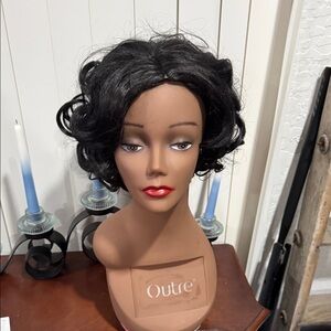 Human hair Black Curly Women's Wig